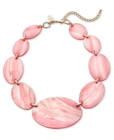 Style & Co Gold-tone Rivershell Statement Necklace, 18-1/2" + 3" Extender, Created For Macy's In Coral