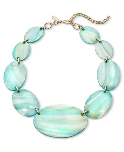 Style & Co Gold-tone Rivershell Statement Necklace, 18-1/2" + 3" Extender, Created For Macy's In Green