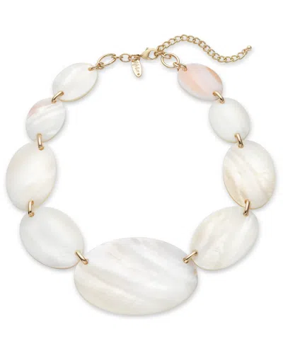 Style & Co Gold-tone Rivershell Statement Necklace, 18-1/2" + 3" Extender, Created For Macy's In White