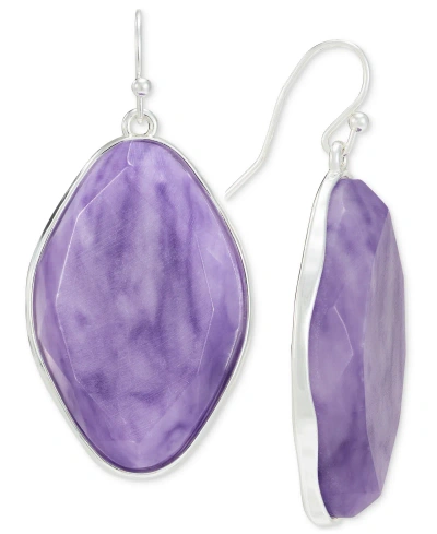 Style & Co Gold-tone Stone Hook Earrings, Created For Macy's In Purple