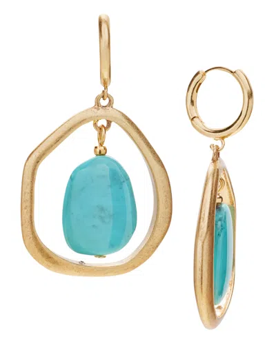 Style & Co Gold-tone Stone Orbital Charm Hoop Earrings, Exclusively At Macy's In Blue