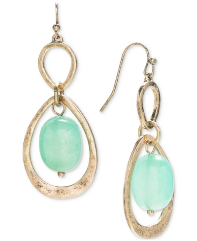 Style & Co Gold-tone Stone Orbital Drop Earrings, Created For Macy's In Green