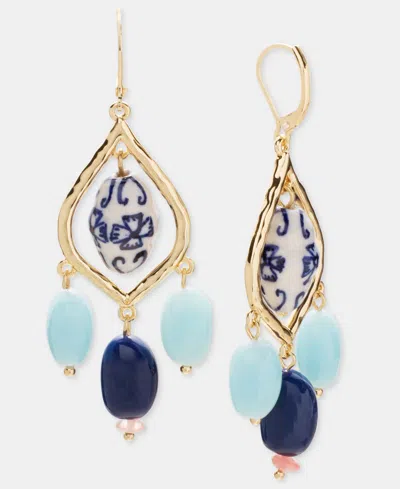 Style & Co Gold-tone Beaded Chandelier Earrings, Macy's Exclusive In Blue