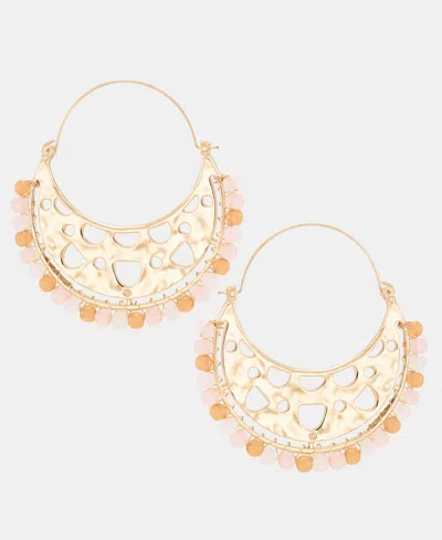 Style & Co Gold-tone Beaded Half Hoop Earrings, Macy's Exclusive In Multi