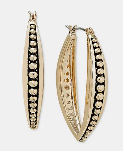 Style & Co Gold-tone Beaded Oval Hoop Earrings, Macy's Exclusive In Gray