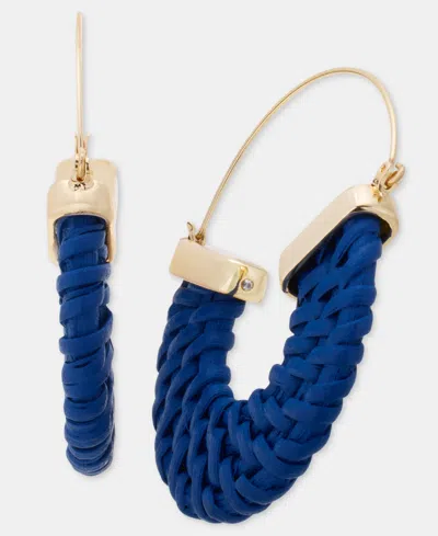 Style & Co Gold-tone Rattan Hoop Earrings, Macy's Exclusive In Blue