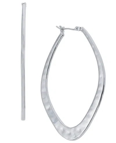 Style & Co Hammered Diamond Large Hoop Earrings, 2.2", Created For Macy's In Silver