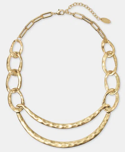 Style & Co Hammered Link Statement Necklace, 16" + 3" Extender, Macy's Exclusive In Gold