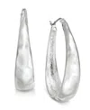Style & Co Hammered Oval Hoop Earrings, Exclusively At Macy's In Silver