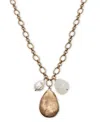 STYLE & CO HAMMERED TEARDROP & FRESHWATER PEARL PENDANT NECKLACE, 38" + 3" EXTENDER, CREATED FOR MACY'S