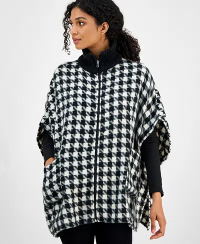 Style & Co Herringbone Collar Zip Topper, Macy's Exclusive In Black