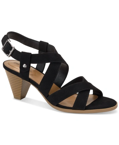 Style & Co Women's Honniee Cone Heel Dress Sandals, Created For Macy's In Black Micro