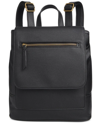 Style & Co Hudsonn Flap Backpack, Created For Macy's In Black