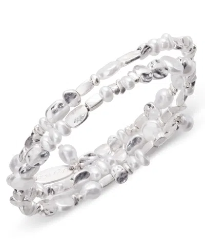 Style & Co Imitation Pearl Beaded Coil Bracelet, Exclusively At Macy's In White