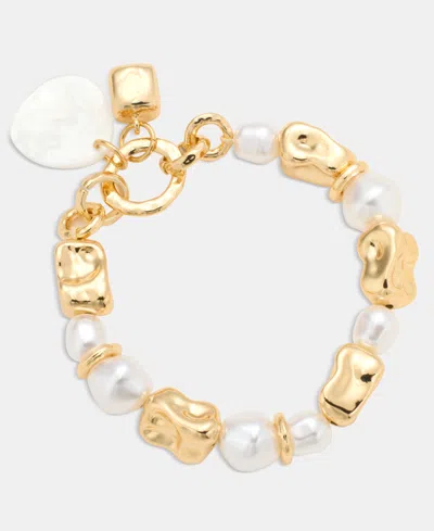 Style & Co Imitation Pearl Stretch Bracelet, Macy's Exclusive In Gold
