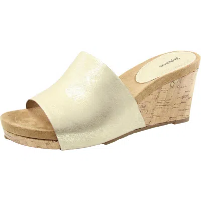 Style & Co Jackeyy Womens Open Back Manmade Wedge Heels In Grey