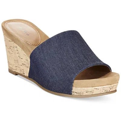 Style & Co Jackeyy Womens Open Back Manmade Wedge Heels In Multi