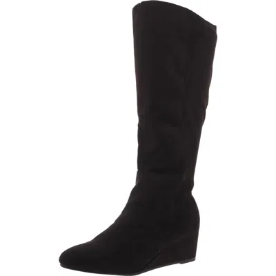 Style & Co Jaylaa Womens Zipper Faux Suede Wedge Boots In Black Mc