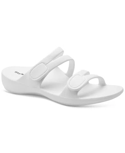 Style & Co Jessaa Eva Flat Sandals, Created For Macy's In White