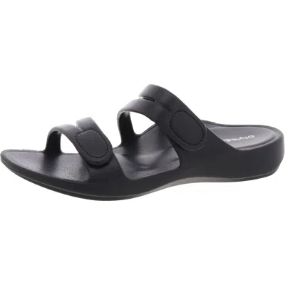 Style & Co Jessaa Womens Strappy Open Toe Slide Sandals In Black