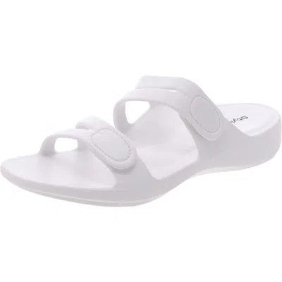 Style & Co Jessaa Womens Strappy Open Toe Slide Sandals In White