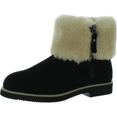 Style & Co Kalliees Womens Suede Faux Fur Ankle Boots In Black