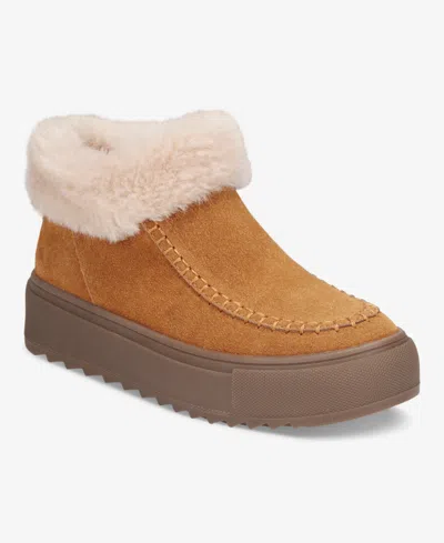 Style & Co Kamillaa Suede Platform Round-toe Booties, Macy's Exclusive In Brown