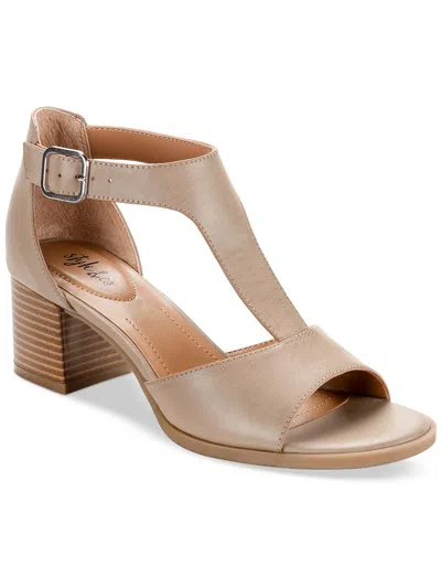 Style & Co Kendaall Womens Faux Leather Open Toe T-strap Sandals In Beige