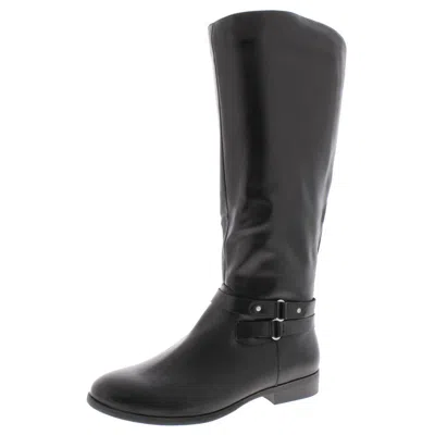 Style & Co Kindell Womens Faux Leather Round Toe Riding Boots In Black