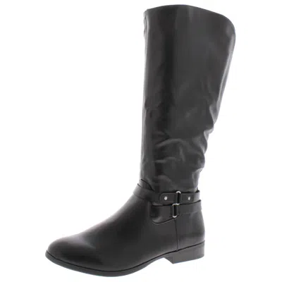 Style & Co Kindell Womens Faux Leather Wide Calf Knee-high Boots In Black
