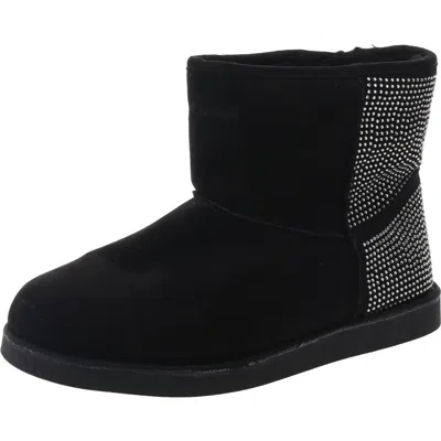 Style & Co Kitten Womens Rhinestone Faux Fur Ankle Boots In Black
