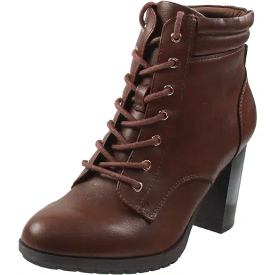 Style & Co Laurellee Womens Faux Leather Zipper Combat & Lace-up Boots In Green