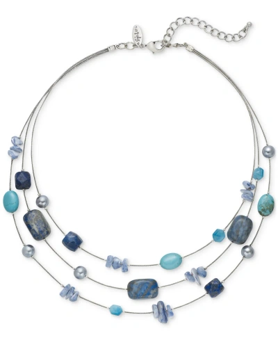 Style & Co Layered Stone Statement Necklace, 20" + 3" Extender, Created For Macy's In Blue