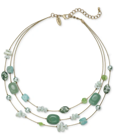 Style & Co Layered Stone Statement Necklace, 20" + 3" Extender, Created For Macy's In Green