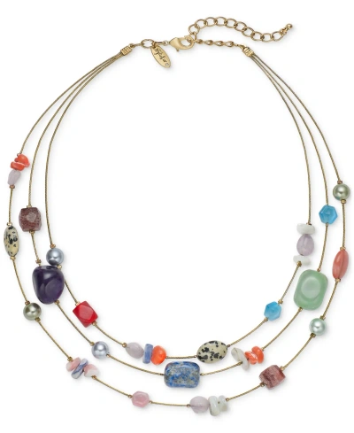 Style & Co Layered Stone Statement Necklace, 20" + 3" Extender, Created For Macy's In Grey