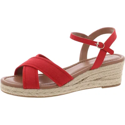 Style & Co Leah Womens Open Toe Padded Insole Wedge Sandals In Red