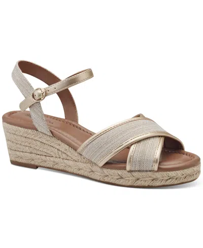 Style & Co Women's Leahh Strappy Espadrille Wedge Sandals, Created For Macy's In Light Gold