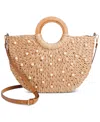 Style & Co Straw Tote Crossbody, Created For Macy's In Wooden Beads