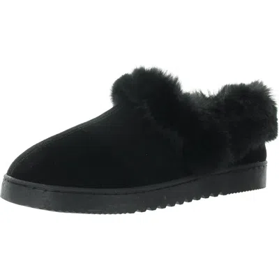 Style & Co Lola Womens Faux Fur Lined Man Made Scuff Slippers In Black
