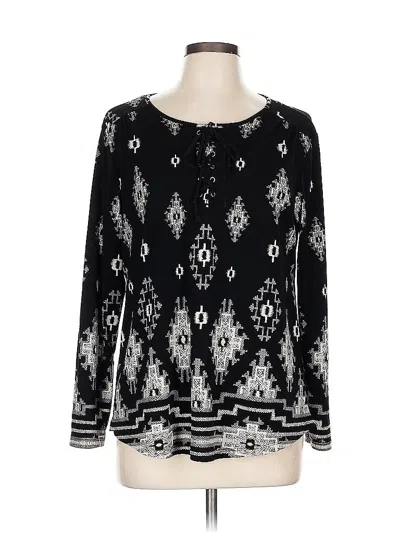 Pre-owned Style & Co Long Sleeve Blouse In Black