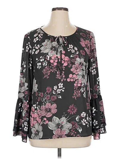 Pre-owned Style & Co Long Sleeve Blouse In Black