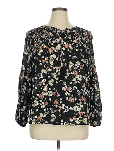 Pre-owned Style & Co Long Sleeve Blouse In Black