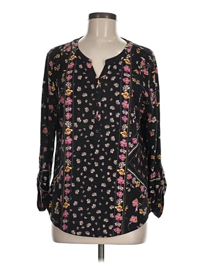 Pre-owned Style & Co Long Sleeve Blouse In Black