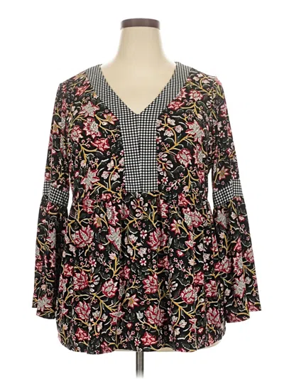 Pre-owned Style & Co Long Sleeve Blouse In Black