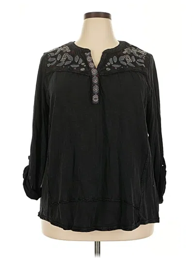 Pre-owned Style & Co Long Sleeve Blouse In Black