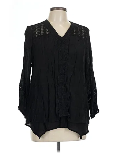Pre-owned Style & Co Long Sleeve Blouse In Black