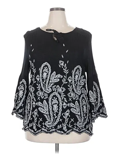 Pre-owned Style & Co Long Sleeve Blouse In Black