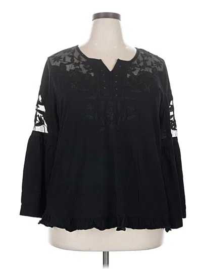 Pre-owned Style & Co Long Sleeve Blouse In Black