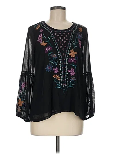 Pre-owned Style & Co Long Sleeve Blouse In Black