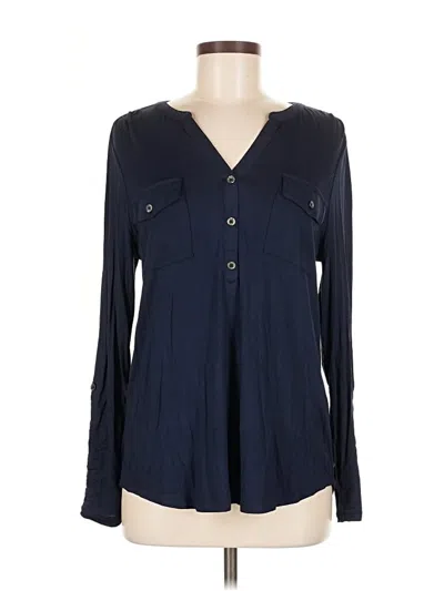 Style & Co Long Sleeve Blouse In Blue